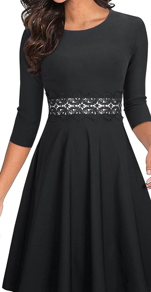 HOMEYEE Dresses & Skirts - Black 3/4 Sleeve dress